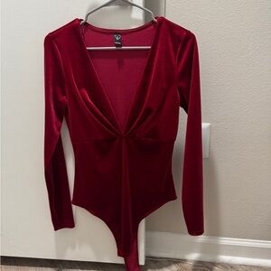 Swanky Red Velvet Bodysuit